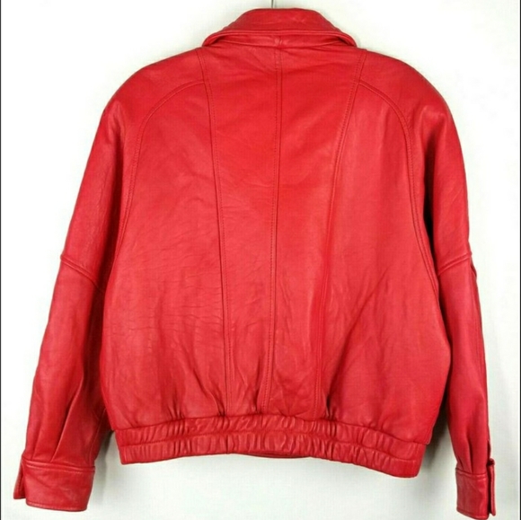 Red Leather Moto Jacket Great Condition Sz Med 80s - Picture 2 of 4